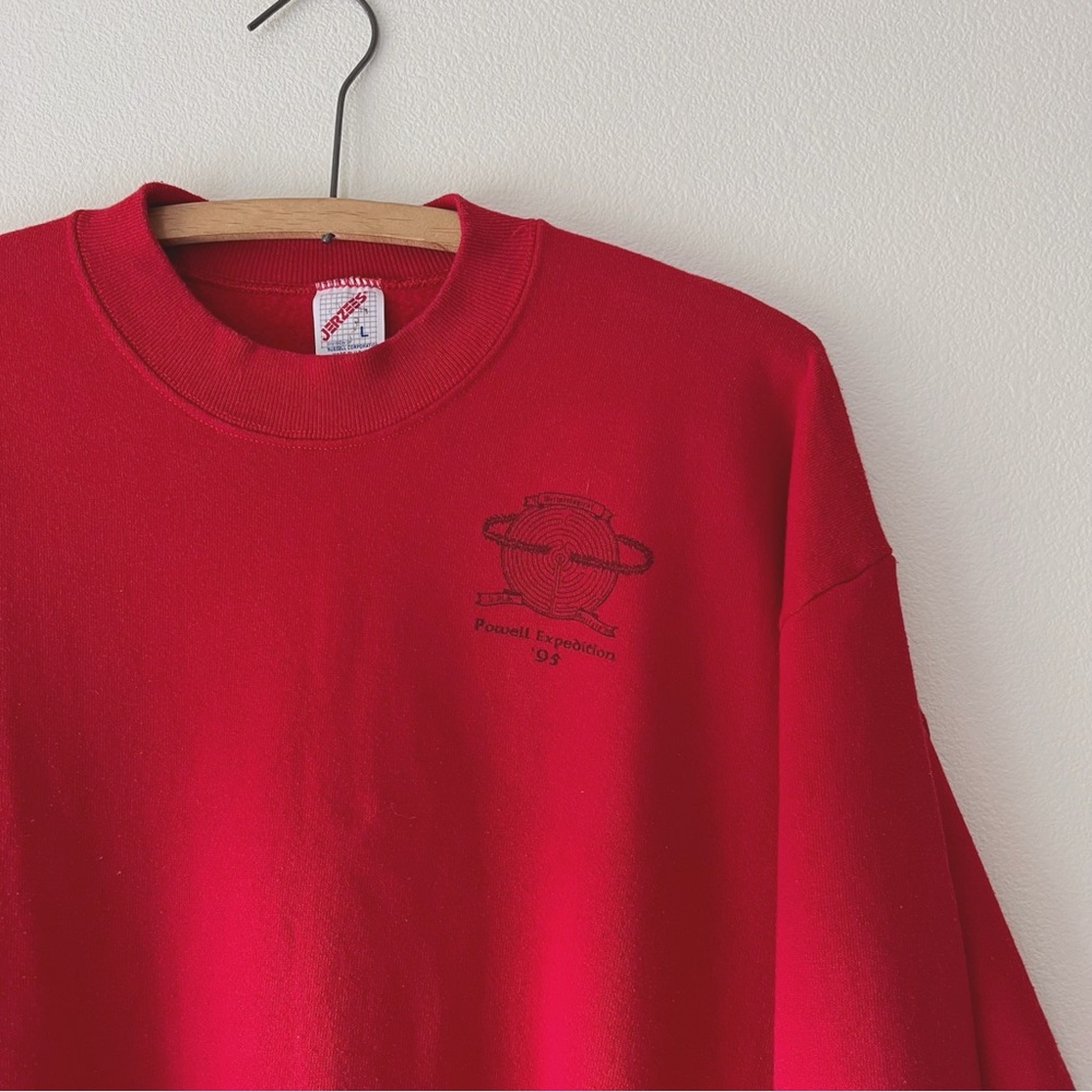 Vintage 90’s Jerzees Powell‎ Expedition 95 logo red sweatshirt size L